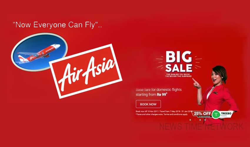 99 രൂപക്ക് വിമാന ടിക്കറ്റുകള് നല്കി എയര് ഏഷ്യ