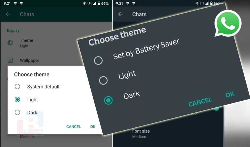 ഡാര്‍ക് മോഡുമായി വാട്‌സ്ആപ്പ്